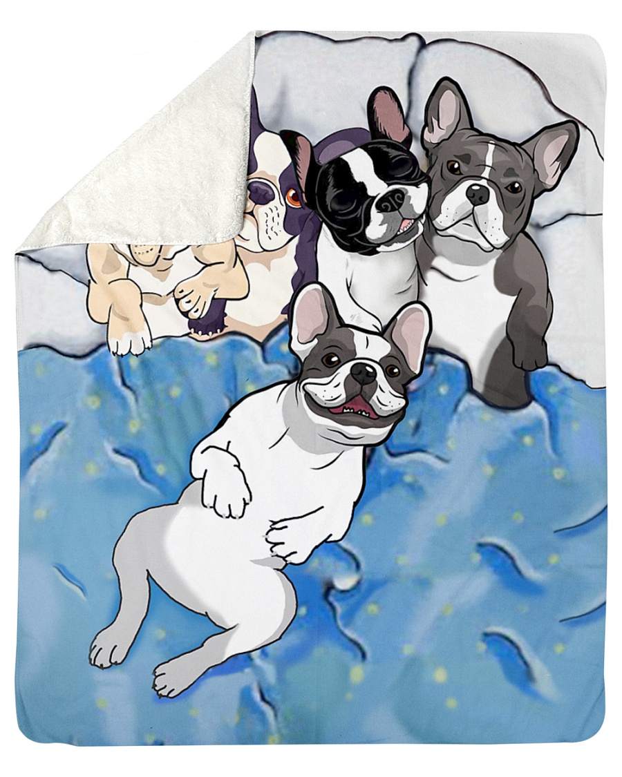French bulldog Sherpa Fleece Blanket - 50" x 60"