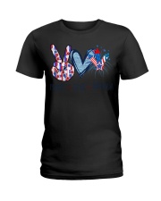 Peace Love America T-Shirt Family 4th Of July Shirts Gift For Parents Ladies T-Shirt tile