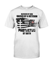 Blessed By God Raised By A Veteran Protected By Both Shirt Veteran Day Christian T-Shirt Gift(1) Classic T-Shirt front