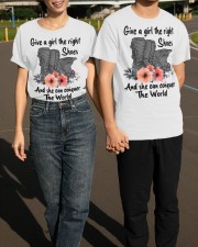 Give A Girl The Right Shoe And She Conquer The World Shirt Motocross Lover Gifts For Her Classic T-Shirt apparel-classic-tshirt-lifestyle-front-145
