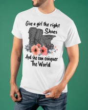 Give A Girl The Right Shoe And She Conquer The World Shirt Motocross Lover Gifts For Her Classic T-Shirt apparel-classic-tshirt-lifestyle-front-88