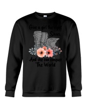 Give A Girl The Right Shoe And She Conquer The World Shirt Motocross Lover Gifts For Her Crewneck Sweatshirt tile