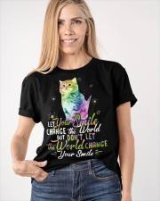 Cat Let Your Smile Change The World But Don't Let The World Change Shirt Positive Quote Gifts Classic T-Shirt apparel-classic-tshirt-lifestyle-front-100