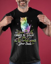 Cat Let Your Smile Change The World But Don't Let The World Change Shirt Positive Quote Gifts Classic T-Shirt apparel-classic-tshirt-lifestyle-front-181