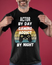 Actor By Day Gaming Addict By Night Shirt Funny Vintage T-Shirt Best Gifts For Gamers Classic T-Shirt apparel-classic-tshirt-lifestyle-front-181