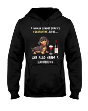 Quarantine a woman cannot survive alone dachshund Hooded Sweatshirt thumbnail