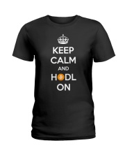 Keep Calm And Hodl On Shirt Bitcoin Currency Crown T-Shirt Men Women Ladies T-Shirt tile