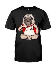 I Love Mom Chest Tattoo Pug Classic T-Shirt front