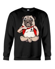 I Love Mom Chest Tattoo Pug Crewneck Sweatshirt thumbnail