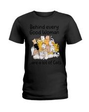 Behind Every Good Woman Are A Lot Of Cats T-Shirt Cute Cat Lover Shirt Gifts For Her Ladies T-Shirt tile