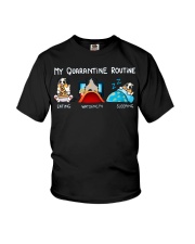 My Quarantine Routine australian shepherd4 Youth T-Shirt thumbnail