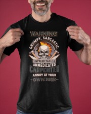 Carpenter Warning Grumpy Sarcastic Unpredictable Shirt Skull Graphic Sarcastic T-Shirt For Men Classic T-Shirt apparel-classic-tshirt-lifestyle-front-181