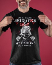 Skull Middle Finger One Day I'm Gonna Say Fuck It All T-Shirt Cool Mens Shirts With Sayings Classic T-Shirt apparel-classic-tshirt-lifestyle-front-181