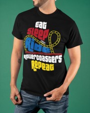 Eat Sleep Ride Rollercoasters Repeat Shirt Amusement Park Funny T-Shirt Gifts Classic T-Shirt apparel-classic-tshirt-lifestyle-front-88
