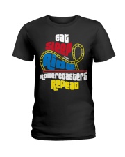 Eat Sleep Ride Rollercoasters Repeat Shirt Amusement Park Funny T-Shirt Gifts Ladies T-Shirt tile