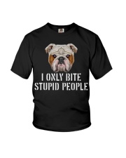 I Only Bite Stupid People bulldog Youth T-Shirt thumbnail