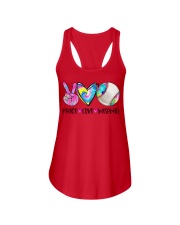 Peace Love Baseball T-Shirt Cute 4th Of July Shirts Gifts For Baseball Lovers Ladies Flowy Tank tile