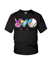 Peace Love Baseball T-Shirt Cute 4th Of July Shirts Gifts For Baseball Lovers Youth T-Shirt tile