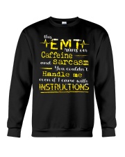 This EMT Run On Coffee And Sarcasm T-Shirt Paramedic Funny EMT Shirt Sayings Crewneck Sweatshirt tile