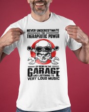 Never Underestimate The Therapeutic Power Being In The Garage Shirt Machinist Gift Ideas Classic T-Shirt apparel-classic-tshirt-lifestyle-front-181