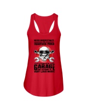 Never Underestimate The Therapeutic Power Being In The Garage Shirt Machinist Gift Ideas Ladies Flowy Tank tile