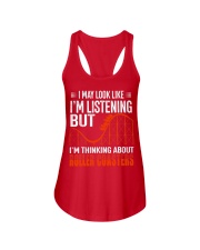I'm Thinking About Roller Coasters Shirt Funny Saying Amusement Park T-Shirt Boyfriend Presents Ladies Flowy Tank tile