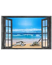 Sea Turtle On The Beach Through The Window Poster Modern House Decor 17x11 Poster front