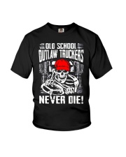Skull Old School Outlaws Truckers Never Die T-Shirt Cool Trucker Shirts Apparel Youth T-Shirt tile