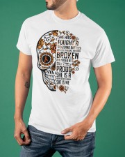 She Has Fought A Thousand Battles Shirt Multiple Sclerosis Awareness Skull T-Shirt Gift For Her Classic T-Shirt apparel-classic-tshirt-lifestyle-front-88