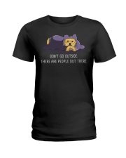 Don'T Go Outside There Are People Out There yorkie Ladies T-Shirt thumbnail