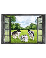 Alaskan Malamute Playing In The Park Through The Window Poster Cute Wall Art For Bedroom 17x11 Poster front