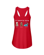 My Quarantine Routine frenchie2 Ladies Flowy Tank thumbn