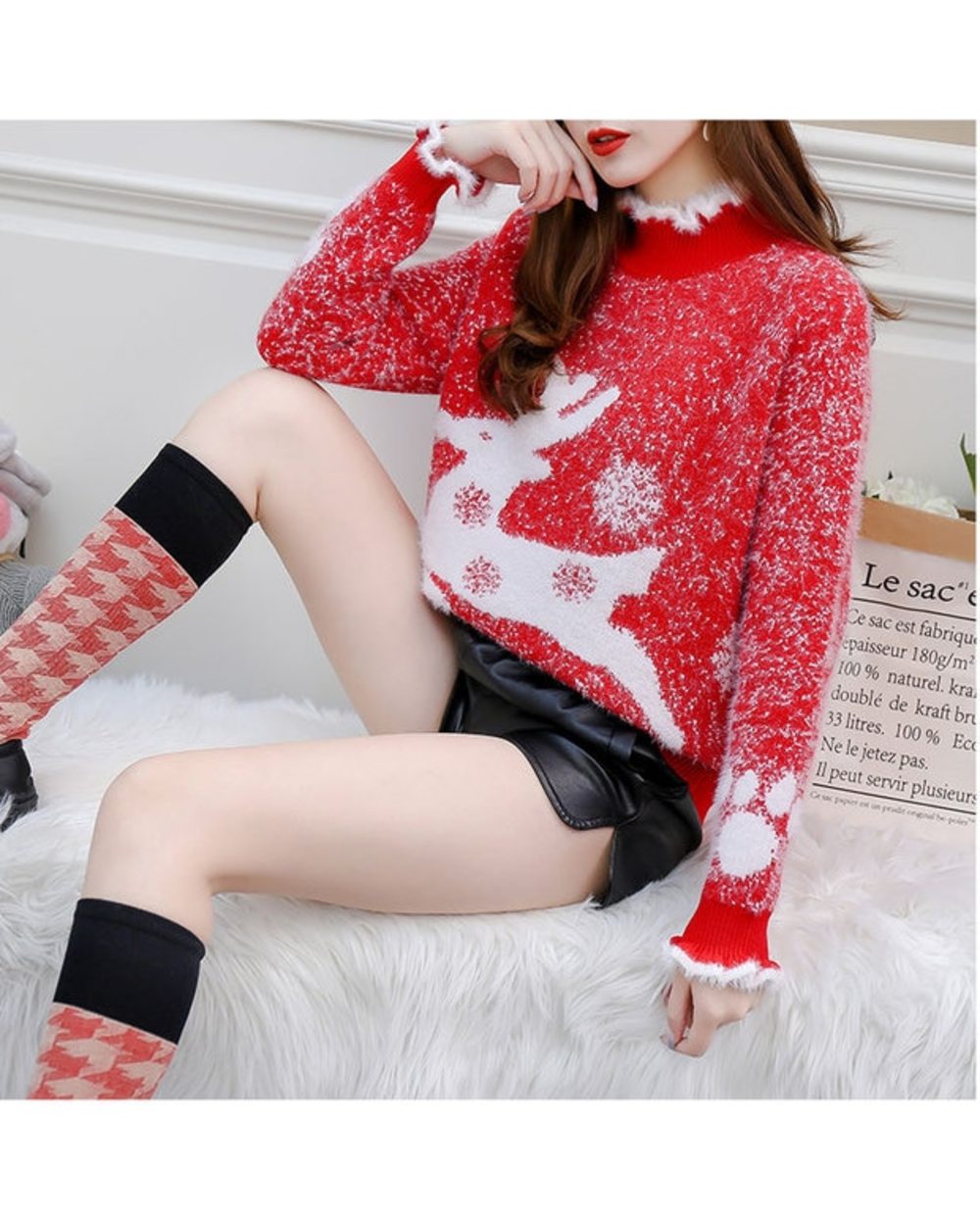 Christmas Sweater Women Reindeer Turtleneck Winter Clothes Cashmere Sweaters Pull Femme Korean Pullover Kawaii Jumper template