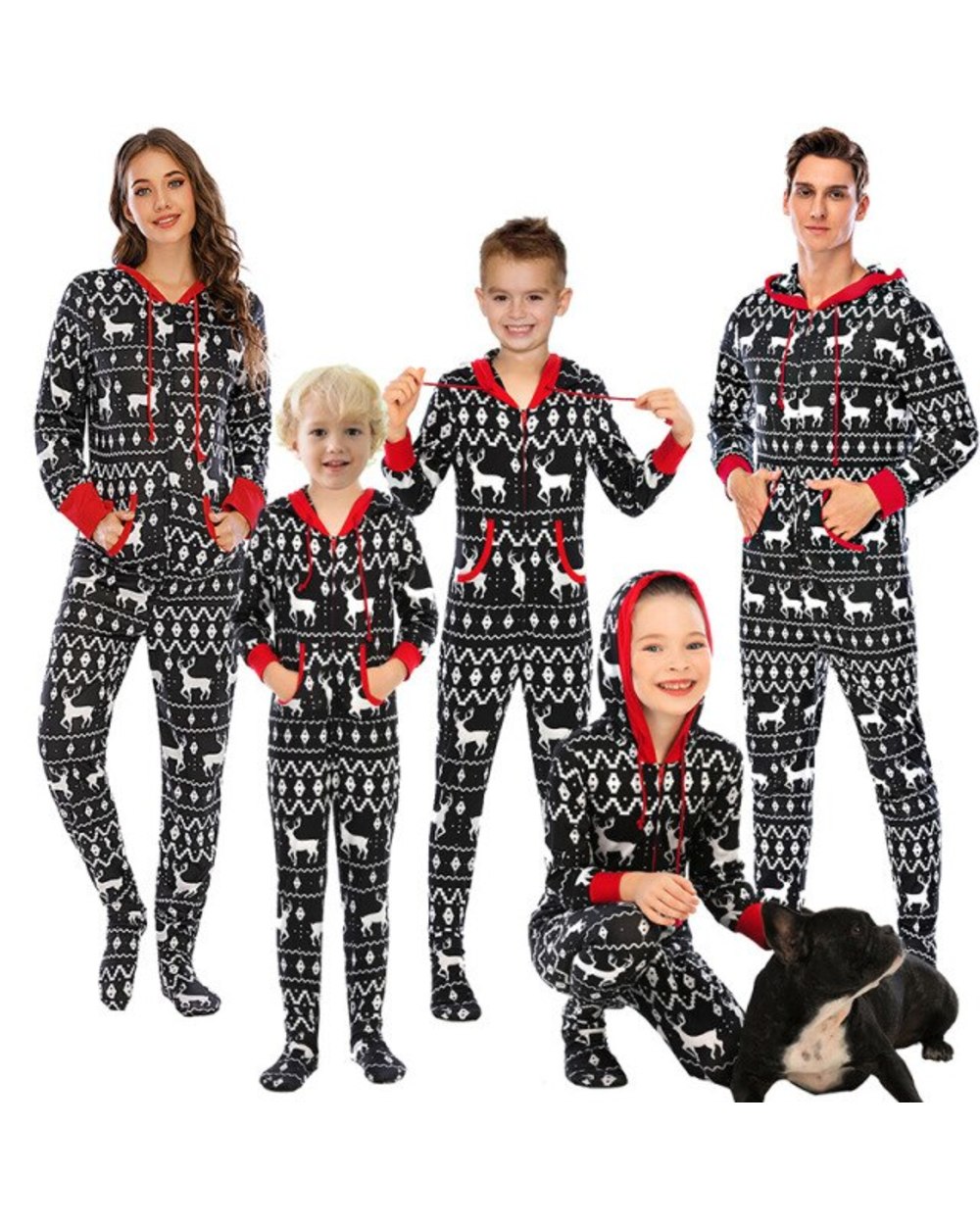 Family matching clothing Christmas one-piece pajamas 2021 new Christmas home service pajamas jumpsuit Elk snowflake template