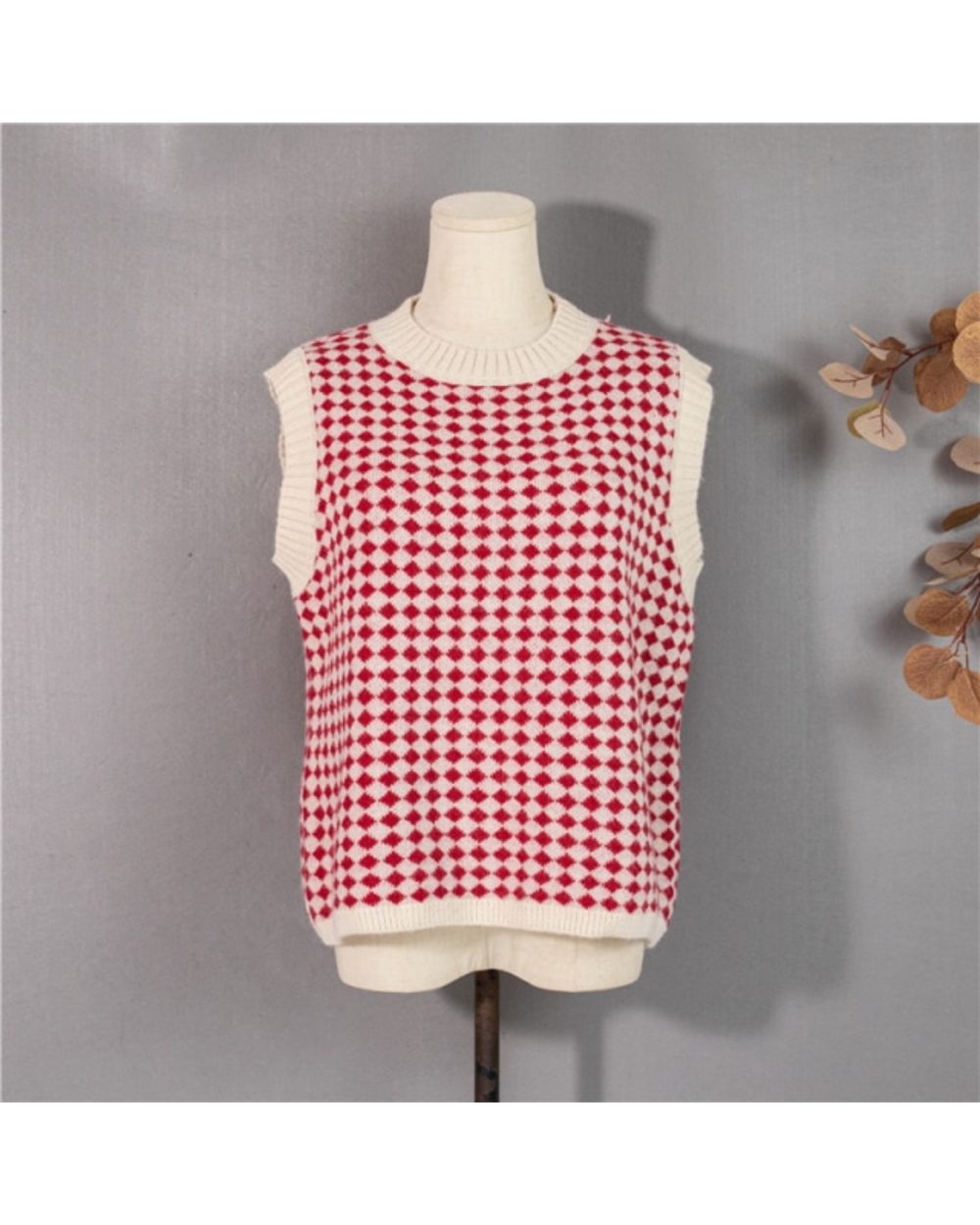 2022 Y2K New Women Sweaters Vest Sleeveless Oversized Spring Vintage Checkered Waistcoat Lady Tops template