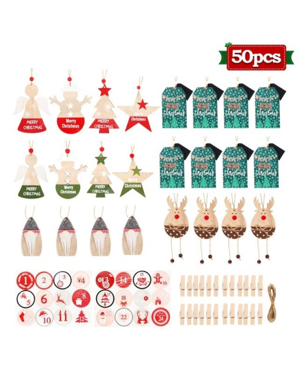 Christmas Calendar Wooden Pendant Christmas Decorations for Home Christmas Tree Ornaments Xmas Gifts New Year 2022 template