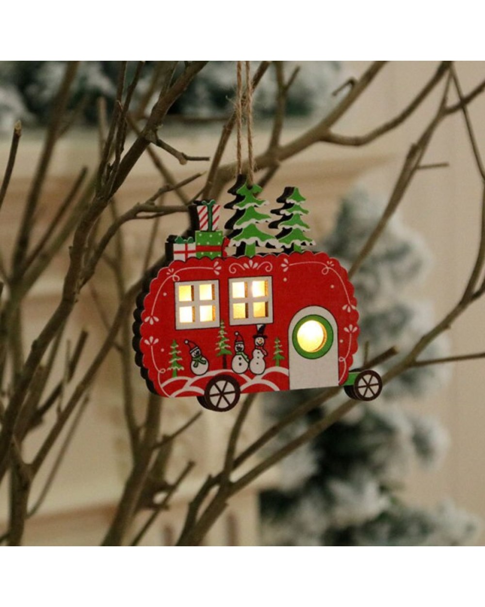 1pc Christmas LED Decoration Glow Christmas Tree Wooden Pendant Star Santa Claus DIY Wooden Craft New Year 2022 Decor template