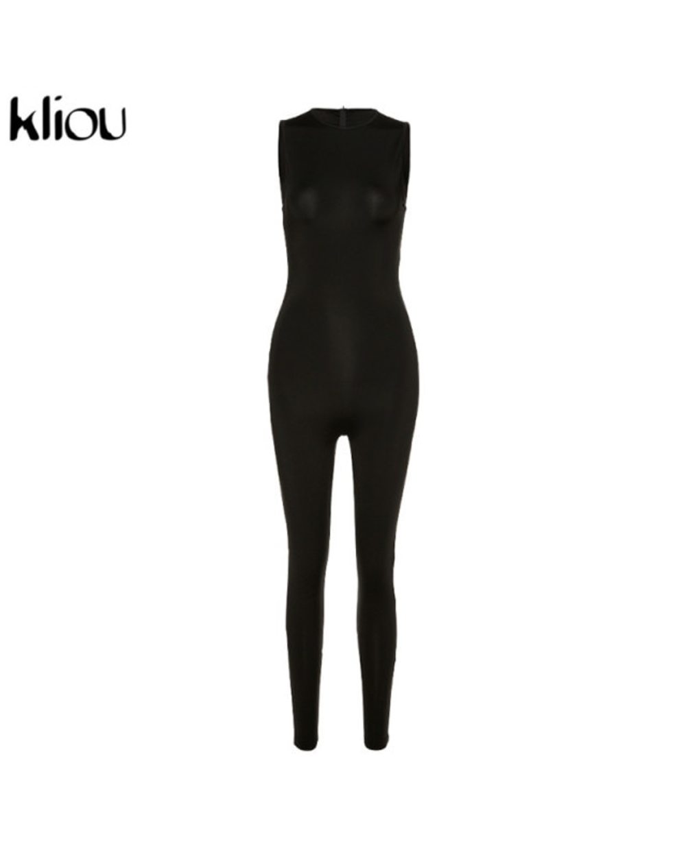 Kliou jumpsuit women elastic hight casual fitness sporty rompers zipper activewear skinny summer outfit template