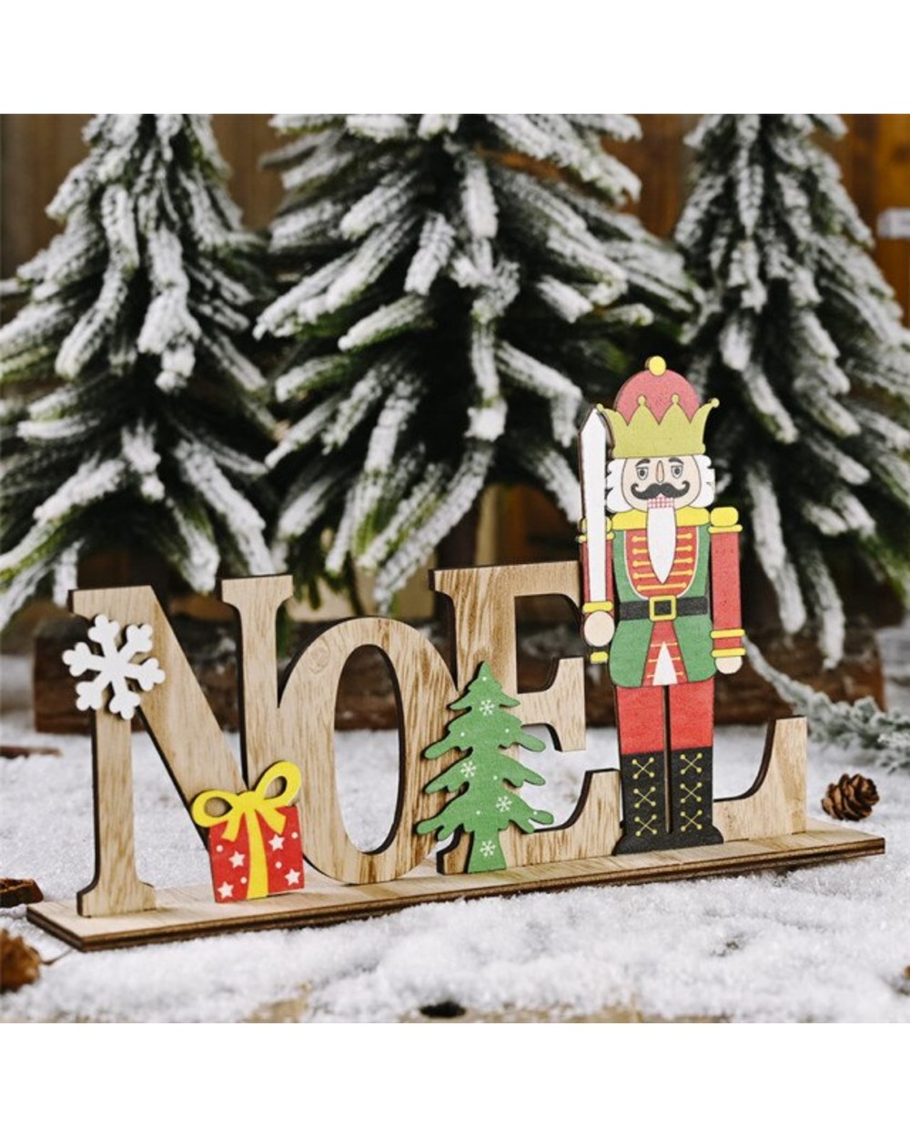Christmas Decorations Wooden Letter Nutcracker Figures Soldier Ornaments Xmas Home Dinner Party Table Decor New Year template