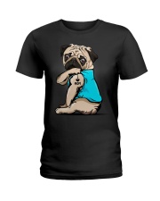 I Love Mom Pug Ladies T-Shirt thumbnail
