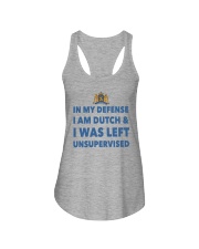 IN MY DEFENSE I AM DUTCH AND I WAS LEFT Ladies Flowy Tank tile