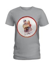 OLD DUTCH CHRISTMAS CHILDREN IN THE SNOW Ladies T-Shirt tile