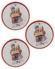 OLD DUTCH CHRISTMAS CHILDREN IN THE SNOW Circle Ornament (Wood tile