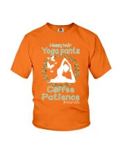 messy hair yoga pant Youth T-Shirt tile