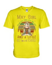 May girl peace love light V-Neck T-Shirt tile