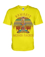 yoga namaste mother fucker V-Neck T-Shirt tile