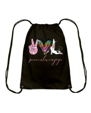 Peace Love Yoga Unicorn Drawstring Bag tile