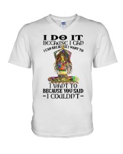 Yoga i do it because i can V-Neck T-Shirt tile