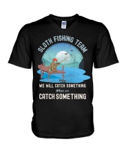 Sloth fishing team V-Neck T-Shirt tile
