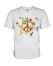 Peace birds V-Neck T-Shirt tile